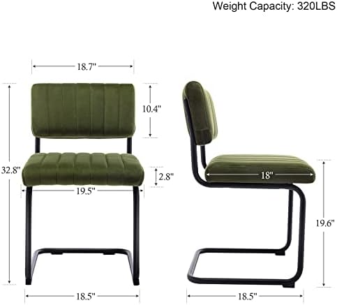 ONEVOG Mid Century Modern Dining Chairs Set of 2, Green Velvet Kitchen Chairs...