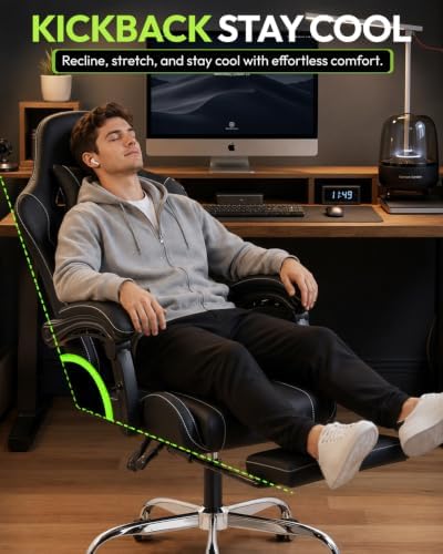 Dowinx Ergonomic Gaming Chair with Footrest & Massage Lumbar, 2D-Linkage ...