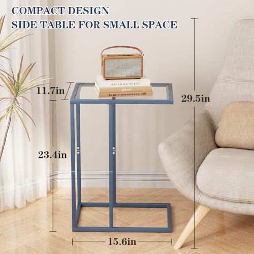 Easy Paws C Table End Table Set of 2, Glass Couch Side Table, Tempered Glass ...