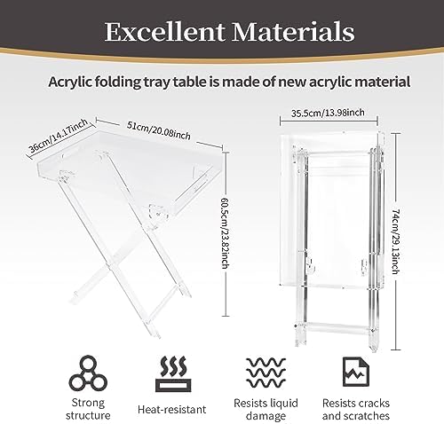 Acrylic Folding Square Tray Table, Clear, 24x20x14 inch, Home, Bar & Show...