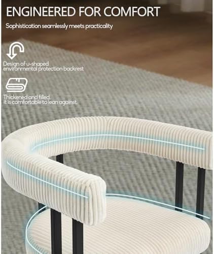 VIRRMO Boucle Corduroy Upholstered Dining Chair Set of 6 with Metal Legs Mid ...