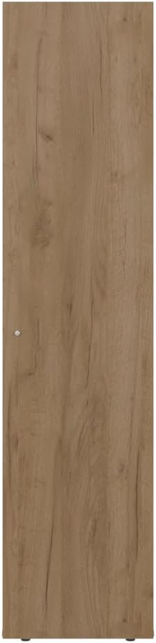 DEPOT E-SHOP Frisco 1 Door Wardrobe with Mirror and Vertical Storage Design, Natural Oak