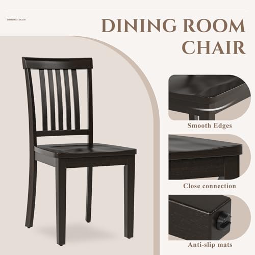 COLAMY Wooden Dining Chairs Set of 4, Spindle High Back Windsor Kitchen Side ...