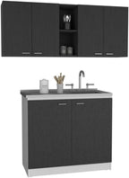 DEPOT E-SHOP 59" Luther 2 Piece Kitchen Set, Wall Cabinet + Utility Sink Cabinet, Black/White – Wall Mounted Kitchen Storage for Kitchen & Utility Storage