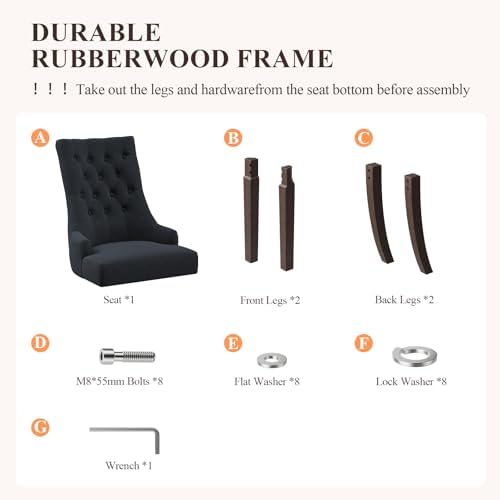 COLAMY Wingback Dining Chairs Set of 4, Black
