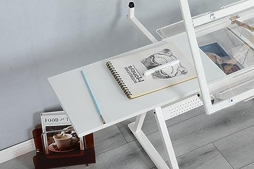 Glass Drafting Table Art Desk – Adjustable Professhional Artwork Drawing Draf...