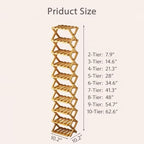 GDSAFS 2-9 Tier Bamboo Shoe Rack, 2026 New Sturdy Foldable Shoe Organizer, High-Capacity No-Assembly Vertical Storage with Anti-Slip Base for Hallway, Bedroom, Corner, Kids' Room (Brown,9 Layers)