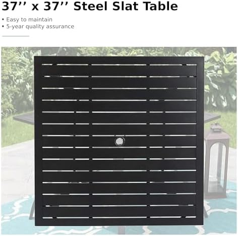 MFSTUDIO Outdoor Table and Chairs Set for 4,37“ Square Metal Table&Chairs