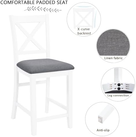Harper & Bright Designs 5-Piece Counter Height Dining Table Set with 4 Ch...