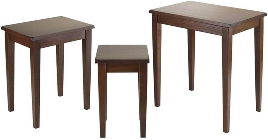 Pemberly Row 3-Piece Solid Wood Nesting Tables, Antique Walnut Finish, Stacka...