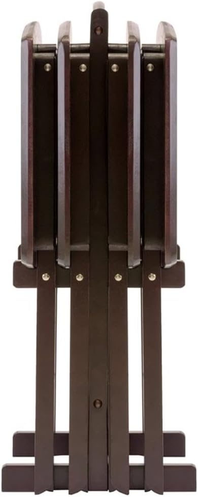 MAKLAINE 5-Piece Oversized Solid Wood Snack Table Set, Espresso Finish, Folda...