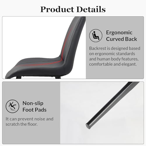 Dining Chairs, Modern PU Leather Dining Room Chair with Sturdy Metal Legs, Up...