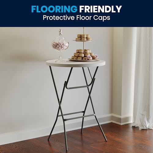 Flash Furniture 2.6-Foot Round Granite White Plastic Folding Table
