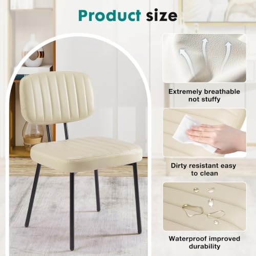 OLIXIS Dining Chairs Set of 6, Upholstered Kitchen Chairs, Beige White