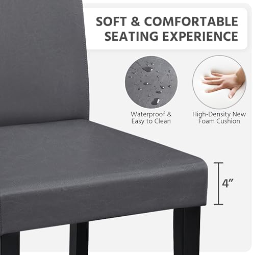 Yaheetech Dining Chairs Set of 4 Upholstered Kitchen Chairs Dark Gray