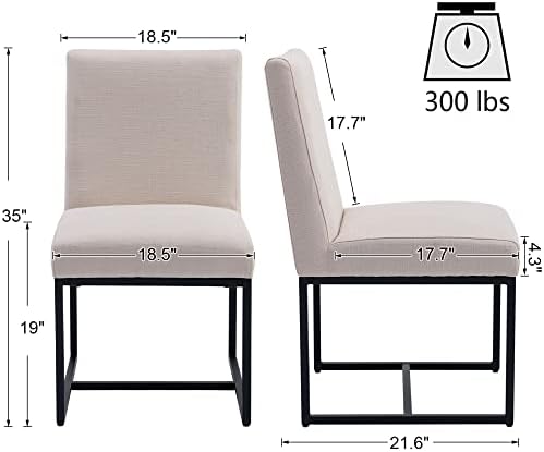 VESCASA Linen Upholstered Dining Chairs Set of 4, Mid Century Modern Padded C...