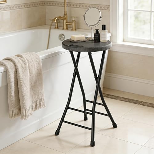 Folding Stool, 18 Inch Foldable Stool with Handle & Steel Frame, Pack of ...