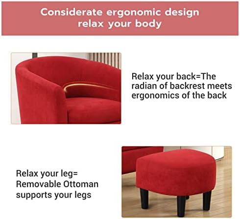 INZOY Modern Accent Chair with Ottoman for Small Space, Club Chair with Ottom...