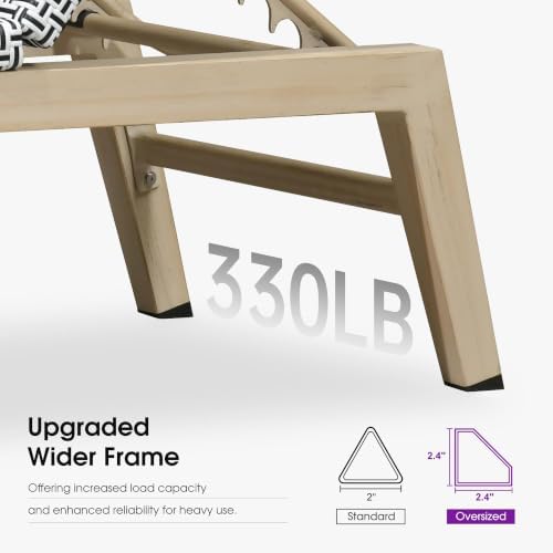 PURPLE LEAF Oversize Outdoor Chaise Lounge Set of 2 Champagne Frame, White | ...