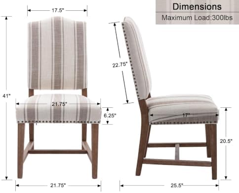 Shunzhi Upholstered Farmhouse Dining Chairs Set of 6 Mid Century Modern Dinin...