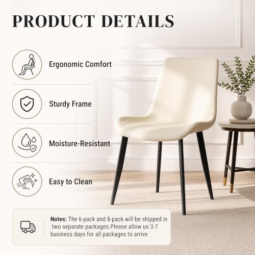 Modern Dining Chairs Set of 6, PU Leather Dining Room Chairs, Upholstered Kit...