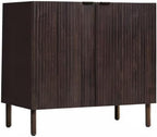 Sango Merk 2-Door Cabinet, Modern Walnut Storage Cabinet with Vertical Groove Doors, Adjustable Shelf, Cylindrical Wood Legs, Discreet Metal Finger Pulls, Stylish Furniture for Living or Dining Room