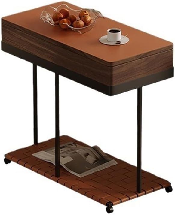 Sofa Side Table Cabinet Art Wood Movable Bedside Storage Rack Furniture Decor...