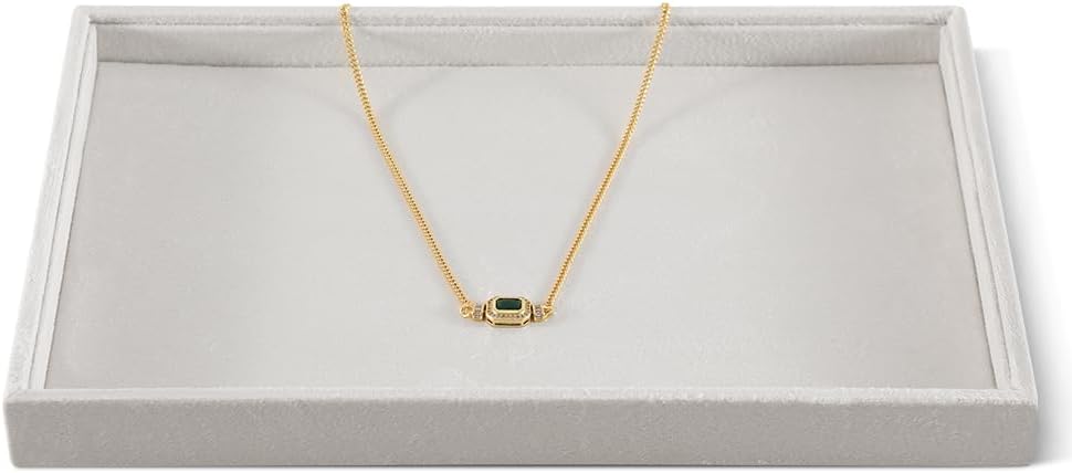 Velvet Stackable Jewelry Display Flat Tray For Ring Earring Necklace Bracelet, Bangle Pendant Storage Blank Plate, Shop Countertop Jewelry Dish Organizer (White)
