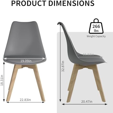 Dining Chairs Set of 8, PU Leather Kitchen Chairs,Wood Legs (Gray, 8 PC)
