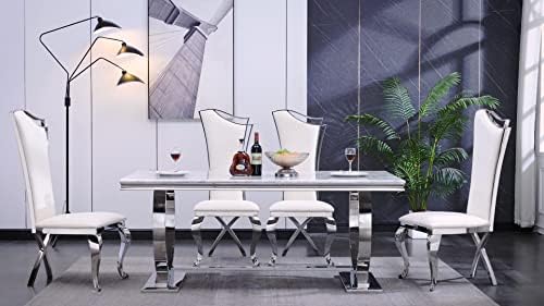 ACEDÉCOR Dining Chairs, White Faux Leather Dining Chairs Set of 6, Gorgeous S...