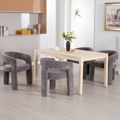 Modern Chenille Barrel Dining Chair Upholstered Fabric Dining Room Chair with...
