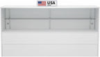 WISDOMFUR 5ft White Display Showcase Cabinet with LED Lighting – Half Vision Retail Glass Display Case, 60" x 18" x 38", Sliding Locking Doors & Storage Shelves
