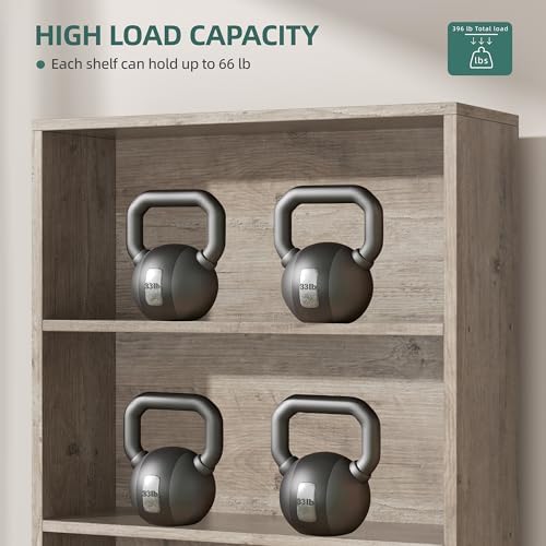 Modern Bookshelf with Doors, Industrial Bookshelves with 6-Tier Shelf, 71 inc...