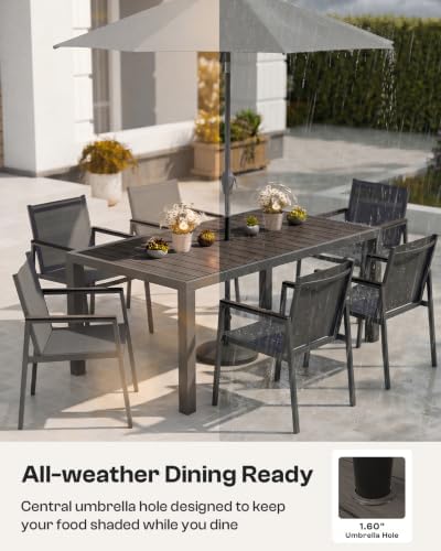 Outdoor Dining Set, 7 Piece Aluminum Patio Table and Chairs Set, All Weather ...