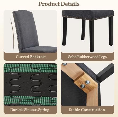 Yaheetech Dining Chairs Set of 4 High Back Parson Chairs Dark Gray