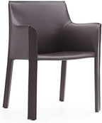 Manhattan Comfort Vogue Modern Faux Leather Dining Chairs, Metal Frame, Comfortable Padded Seat, Fully Assembled Armchair Accent Furniture, Set of 2, Grey