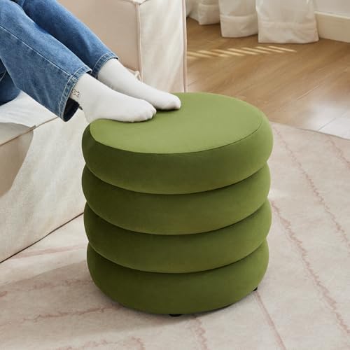Flouki 19.5" Storage Ottoman Round, Vanity Stools for Bedroom, Velvet Po...