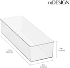 mDesign Plastic Drawer Organizer Box, Long Storage Organizer Bin Container; for Closets, Bedrooms, Use for Leggings, Socks, Ties, Jewelry, Accessories - Lumiere Collection - Clear
