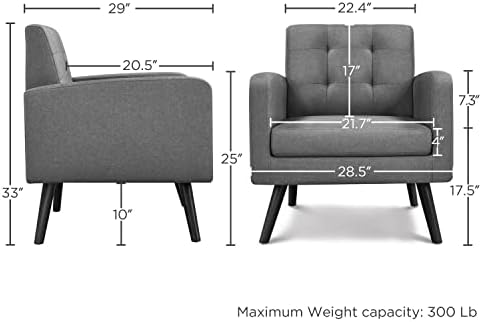 Yaheetech Mid Century Accent Chairs Set of 2 Living Room Chairs Dark Gray