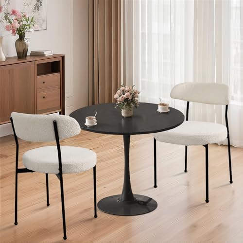 24" Small Round Kitchen Table Set for 2 with Velvet Upholstered Chairs