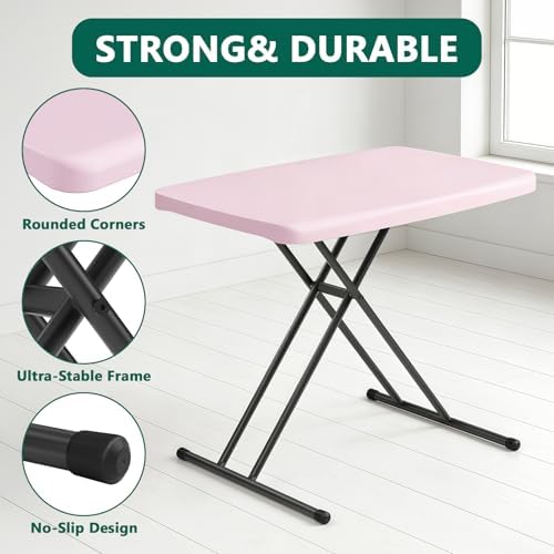 30 Inch Folding Table, Adjustable Height TV Tray for Small Spaces, Heavy Duty...