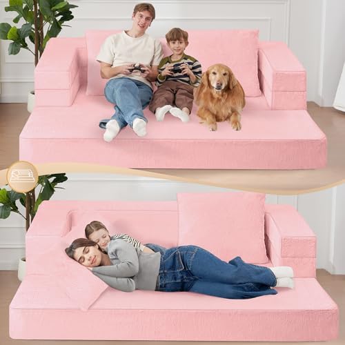 Futon Sofa Bed with Pillow, 3-in-1 Sleeper Sofa Bed with Removable Cover | Co...