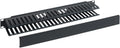 ICC 1U Finger Duct Cable Manager Panel with Cover, Plastic with Metal Back Frame, 3" Depth, Horizontal Cable Management, Rackmount for 19” Network Racks, Black, Single Pack