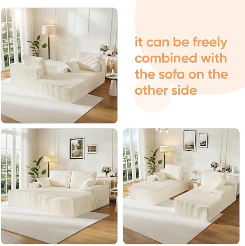 67" Sofa Bed, Chaise Lounge Chair, Plush Corduroy Upholstered Sofa Couch...