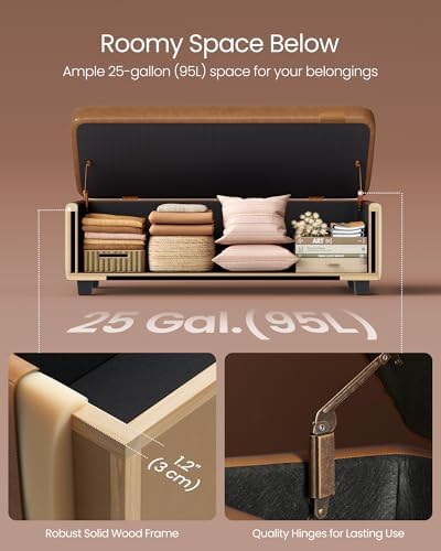VASAGLE Storage Ottoman Bench with Stitching, PU Leather, Entryway Bedroom | ...