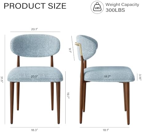 300LBS Dining Chairs Set of 4,Metal Kitchen Chairs,Modern Teddy Fleece Uphols...