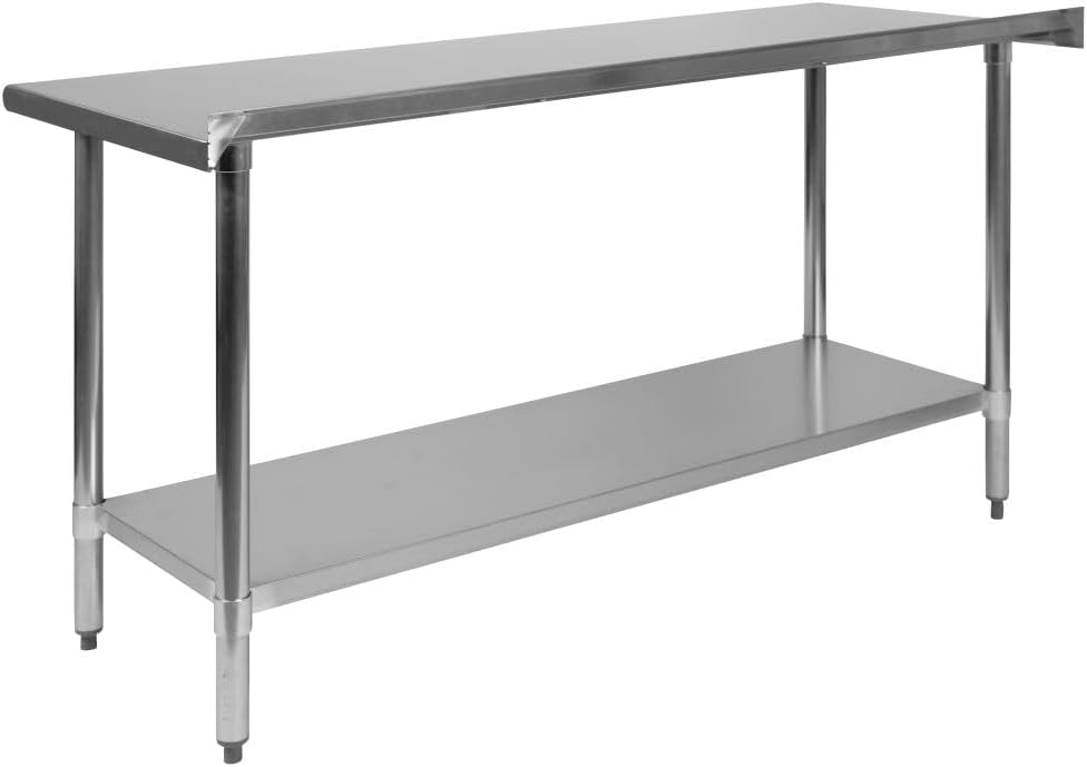 Flash Furniture Reese NSF Certified Stainless Steel Kitchen Prep and Work Table, Commercial Work Table with Storage, 60"W x 24"D x 36"H, Silver