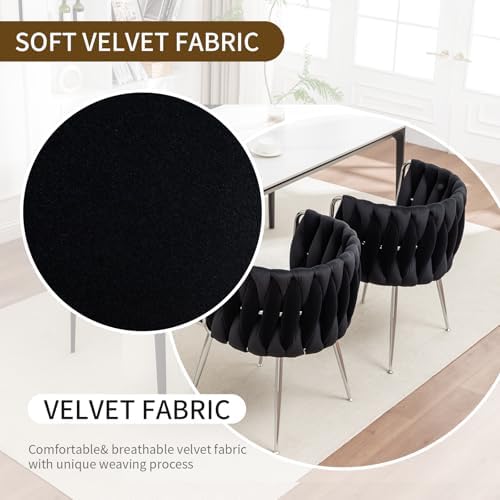 Velvet Dining Chairs Set of 4, Upholstered Dining Room Chairs with Metal Legs...