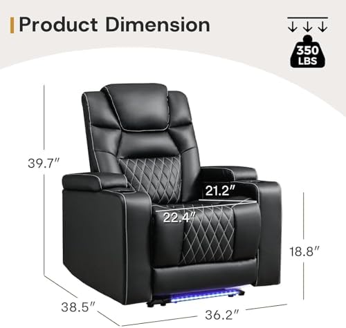 ANJ Power Home Theater Recliner Chair Set of 2, Electric Movie Theater Seatin...
