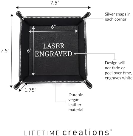 Lifetime Creations Personalized Groomsman Valet Tray - Custom Gifts for Groomsmen Proposal, Vegan Leather Catchall Wedding Gifts (Black, Bow Tie Design)